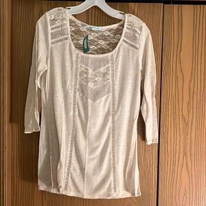 Women's Cream Lace Detail Top